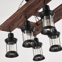 Allen Rectangle Pine Wood 8 Light Pendant